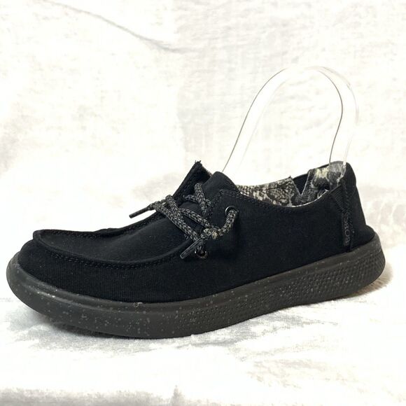 Skechers Bobs Skipper Tide Pool Shoes Womens 6.5 Black Memory Foam Canvas Casual - Picture 1 of 9